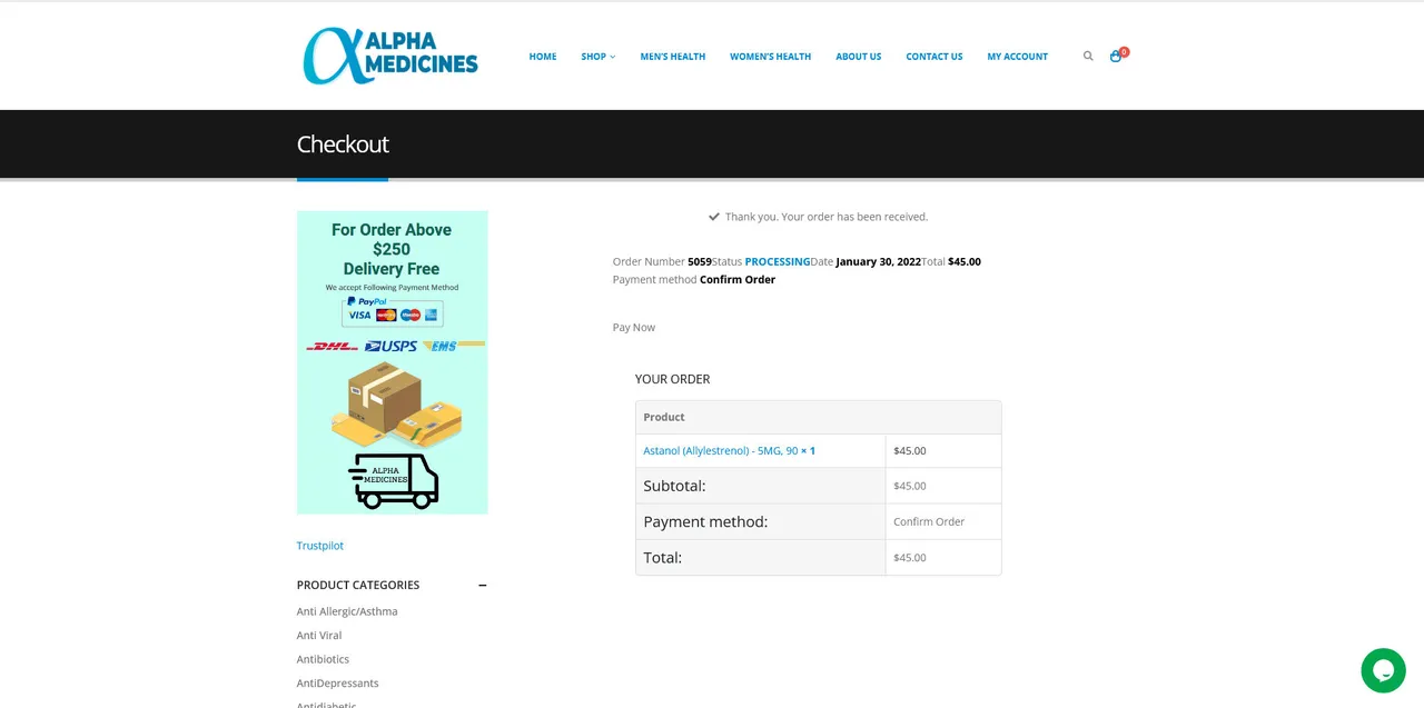 Alpha Medicines: Ordering workflow
