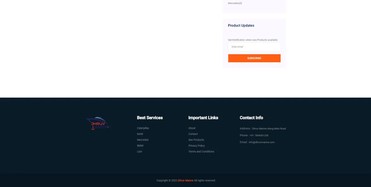 Dhruv Marines: Site navigation and contact information