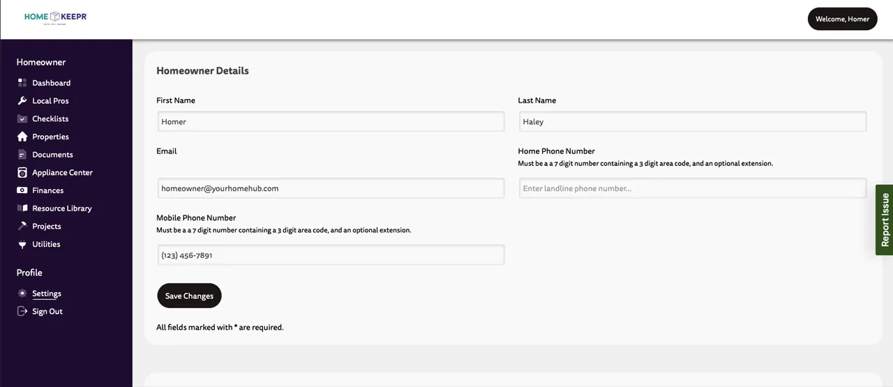 HomeKeepr: Product view 2