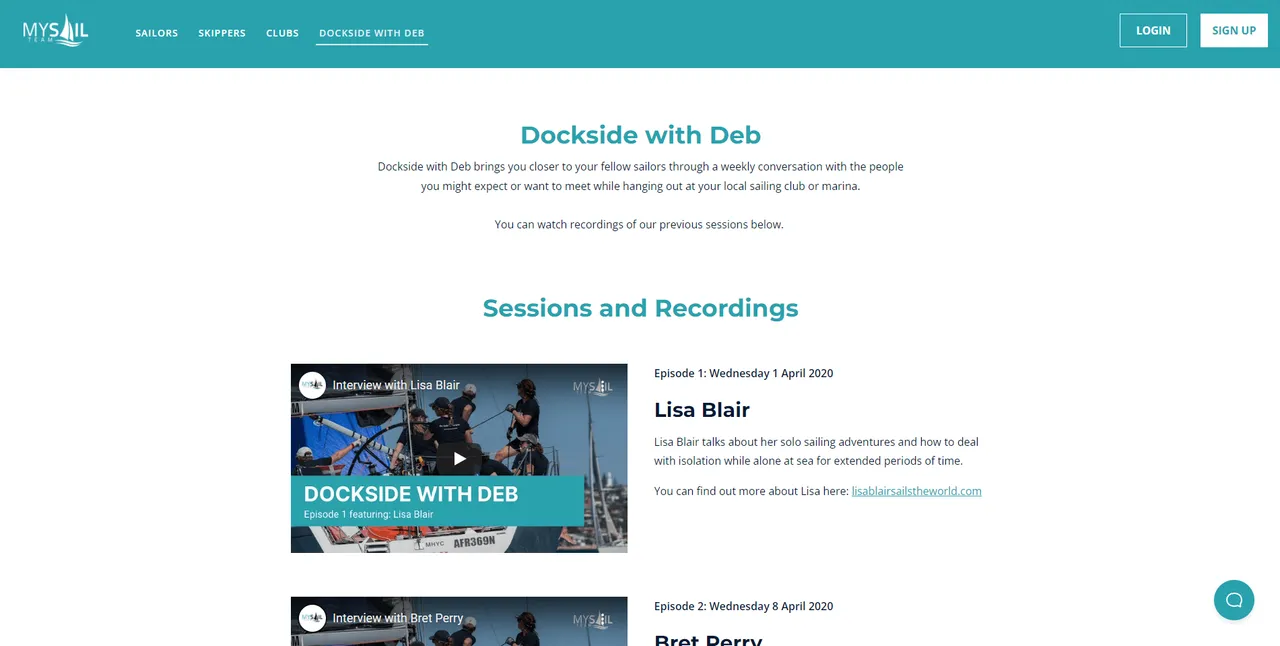 My Sails Team: Session view