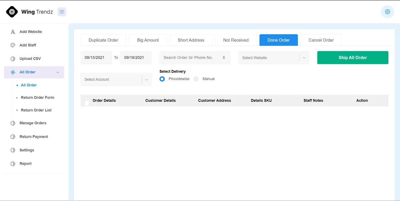 Wing Trendz: Order management